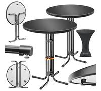KESSER Lot de 2 tables de bistrot pliables - Plateau en acier inoxydable revêtu par pulvérisation - Pieds réglables en hauteur - Table de fête Ø 70 cm - Pour l'intérieur et l'extérieur - Table de