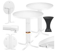 KESSER Lot de 2 tables de bistrot pliables - Plateau en acier inoxydable revêtu par pulvérisation - Pieds réglables en hauteur - Table de fête Ø 70 cm - Pour l'intérieur et l'extérieur - Table de