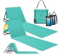 KESSER Lot de 2 tapis de plage pliables avec dossier réglable, sangle de transport, sac étanche et rangement - Chaise longue pliable pour plage, jardin et terrasse - Charge maximale : 130 kg