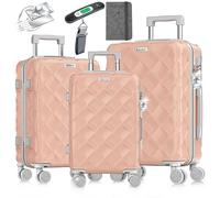 KESSER® Lot de 3 valises de voyage - En ABS - Rigide - Avec serrure à combinaison, balance à bagages et portefeuille de voyage - Roulettes à 360 ° - Bagage à main et grande valise pour chariot