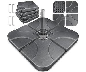 KESSER Lot de 4 pieds de parasol pour parasol déporté - 60 l/80 kg - À remplir avec de l'eau ou du sable - Avec connecteur en métal - Pied de parasol déporté en plastique