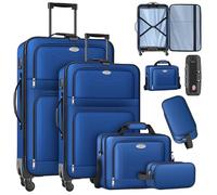 KESSER® Lot de 4 valises de voyage - Valise à roulettes en tissu avec serrure TSA à 3 chiffres - Roulettes à 360° et poignée télescopique - Sac cosmétique - Valise légère et grande valise pour le