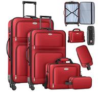 KESSER® Lot de 4 valises de voyage - Valise à roulettes en tissu avec serrure TSA à 3 chiffres - Roulettes à 360° et poignée télescopique - Sac cosmétique - Valise légère et grande valise pour le