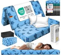 KESSER Matelas pliant, 160 x 195 x 15 cm, pour invités, tabouret en 3 positions, en mousse, 25 kg/m³, extra épais, 15 cm, respirant, lavable, housse amovible, avec sac de transport de camping