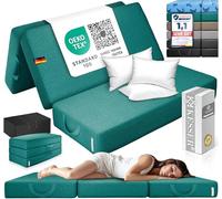 KESSER Matelas pliant, 160 x 195 x 15 cm, pour invités, tabouret en 3 positions, en mousse, 25 kg/m³, extra épais, 15 cm, respirant, lavable, housse amovible, avec sac de transport de camping