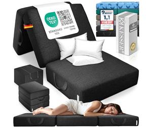 KESSER® Matelas pliant 90 x 200 x 15 cm Matelas d'appoint 3 fois pliable en repose-pieds Matelas pliant en mousse 25kg/m³ extra épais 15cm respirant lavable Housse amovible incluse avec sac de