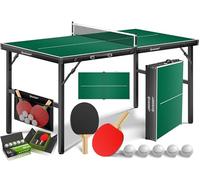 KESSER® Mini table de ping-pong avec raquettes de ping-pong, balles de tennis de table et filet TT | Intérieur | Voyage, plaque laminée + pliable - Design de valise, enfants et adultes - 153 x 76,5 cm