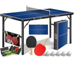 KESSER Mini table de ping-pong d'extérieur | Intérieur avec ensemble de raquettes de ping-pong, balles de tennis de table et filet TT - Résistant aux intempéries | Laminé | Pliable pour les