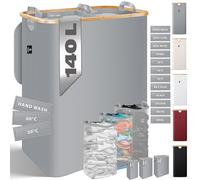 KESSER® Panier à linge avec couvercle pliable, boîte à linge, coffre à linge, panier à linge, tonne à linge | Collecteur de linge avec sacs à linge amovibles | avec instructions de lavage | 140 L