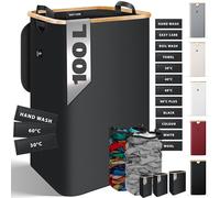KESSER® Panier à linge avec couvercle pliable, boîte à linge, coffre à linge, panier à linge, tonne à linge | Collecteur de linge avec sacs à linge amovibles | avec instructions de lavage | 100 L