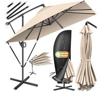 KESSER® Parapluie Holly Parasol rectangulaire + couverture + sécurité vent avec manivelle manivelle avec support Protection UV Aluminium hydrofuge 250cm x 250cm
