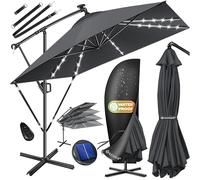 KESSER® Parapluie Holly Parasol rectangulaire + couverture + sécurité vent avec manivelle Parasol à manivelle avec support Protection UV Aluminium hydrofuge 250cm x 250cm