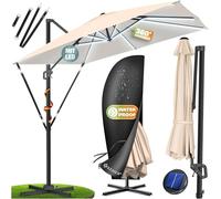 KESSER® Parasol avec LED | Parasol suspendu SUN avec LED XL 300 x 300 cm, avec housse et barre de renfort au vent, pivotant, inclinable, basculant | Grand parasol avec une rotation à 360°