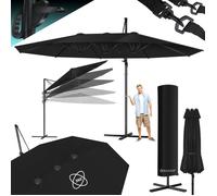 KESSER® Parasol déporté de Jardin Double 4,6x2,7m en Aluminium ávec Housse et manivelle et support Protection UV Noir