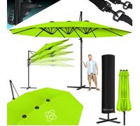 KESSER® Parasol déporté de Jardin Double 4,6x2,7m en Aluminium ávec Housse et manivelle et support Protection UV Vert Clair