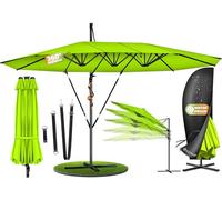 KESSER Parasol double 4,6 m x 2,7 m | Housse de parasol déporté & protection contre le vent avec manivelle et support | Parasol à manivelle en aluminium imperméable | Inclinable et rotatif à 360 °