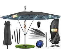 KESSER® Parasol double 4,6 m x 2,7 m | Housse de parasol déporté & protection contre le vent avec manivelle et support | Parasol à manivelle en aluminium résistant à l'eau | Inclinable et rotatif à