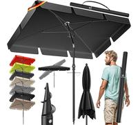 KESSER® Parasol Rectangulaire Housse & Sac de Transport 200×125cm pour Balcon Jardin & Terrasse | Angle d’inclinaison et Hauteur Réglable, Noir