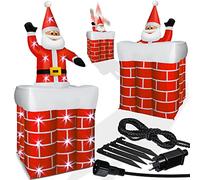 KESSER® Père Noël Gonflable 178cm Grand Hors de la Cheminée LED Illuminé - Cadeau et Décoration de Noël Avec Matériel de Fixation