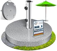 KESSER® Pied de Parasol en Granit avec Tube en Acier Inoxydable, Socle de Parasol de Haute qualité 30KG - pour tiges de Parasol jusqu'à 16-48 mm, poignée de Transport Incluse