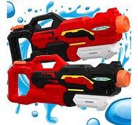 KESSER® Pistolet à eau ensemble de 2 pistolets à eau portée 10-11 mètres, capacité 1500 ml jouets de plage amusants à l'eau en plein air pour enfants et adultes piscine de plage, Noir rouge