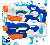 KESSER® Pistolet à Eau Ensemble de 2 Pistolets à Eau portée 10-11 mètres, capacité 1500 ML Jouets de Plage Amusants à l'eau en Plein air pour Enfants et Adultes Piscine de Plage, Bleu Blanc