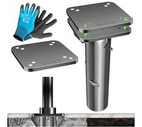 KESSER® Plaque de base universelle en métal | Support pour parasol, auvent, parasol à manivelle | Fixation au sol | 16 x 16 cm, avec gants