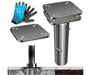 KESSER® Plaque de base universelle en métal | Support pour parasol, auvent, parasol à manivelle | Fixation au sol | 16 x 16 cm, avec gants