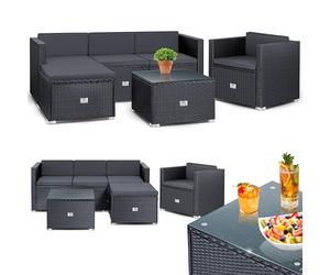 KESSER® Poly rotin Lounge Aruba - Salon de Jardin pour 4-5 Personnes Ensemble de Meubles de Jardin composé d'un canapé de Jardin 3 Places, d'un Fauteuil, avec Coussins, Anthracite
