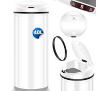 KESSER® Poubelle à capteur ✓ Automatique ✓ Poubelle ✓ Déchets | Acier inoxydable | 40 litres Blanc
