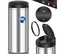 KESSER Poubelle à capteur ✓ Automatique ✓ Poubelle ✓ Déchets | Acier Inoxydable | Couleur : Argent | Taille : 56L
