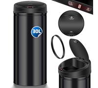 KESSER® Poubelle à capteur ✓ Automatique ✓ Poubelle ✓ Déchets | Acier Inoxydable | Couleur : Noir | Dimensions : 30 L