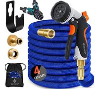 KESSER® Premium Tuyau d'arrosage flexible | étendu |+ support mural | Tuyau d'eau flexible avec âme en latex triple épaisseur | flexible extensible | Raccords en laiton, 15 mètres, Bleu