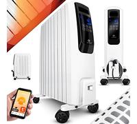 KESSER® Radiateur à bain d'huile avec écran tactile et télécommande - Chauffage électrique à économie d'énergie, minuterie, 4 niveaux de chauffage, Thermostat, le noir, 8 déchirure / 2000W