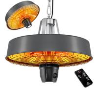 KESSER® Radiateur de plafond - Chauffage infrarouge - 2500 W - Avec télécommande - Lumière LED - Avec chaîne + mousqueton - Élément chauffant en carbone