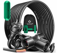 KESSER® Rallonge 3 prises 250 V avec capuchon de protection - Câble électrique pour intérieur et extérieur - IP44 - Contact de protection - Résistant à l'huile et aux UV, 10m - avec distributeur, Noir
