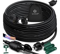 KESSER® Rallonge 3 Prises 250 V avec Capuchon de Protection - Câble électrique pour intérieur et extérieur - IP44 - Contact de Protection - Résistant à l'huile et aux UV, 40m, Noir