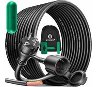 KESSER® Rallonge 3 Prises 250 V avec Capuchon de Protection - Câble électrique pour intérieur et extérieur - IP44 - Contact de Protection - Résistant à l'huile et aux UV, 25m, Noir