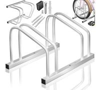 KESSER® Râtelier à vélo pour 2 vélos avec panneau de stationnement | Support multiple avec espacement des roues de 37 cm pour largeur de pneu de 30 à 65 mm | Support de vélo pour montage au sol ou