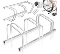 KESSER® Râtelier à vélos pour 3 vélos avec panneau de stationnement | Support multiple avec espacement des roues de 37 cm pour largeur de pneu de 30 à 65 mm | Support de vélo pour montage au sol ou