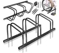 KESSER® Râtelier à vélos pour 3 vélos avec panneau de stationnement | Support multiple avec espacement des roues de 37 cm pour largeur de pneu de 30 à 65 mm | Support de vélo pour montage au sol ou