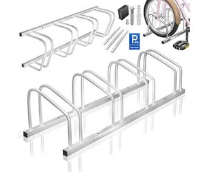 Kesser® Ratelier pour 4 vélos avec panneau de stationnement | Râtelier multiple avec un espacement de roue de 37 cm pour une largeur de pneu de 30-65 mm | Support de vélo au sol ou mural | Porte-vélo