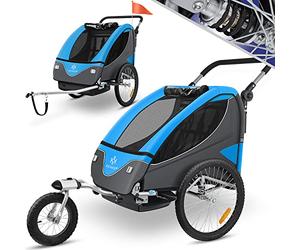 KESSER® Remorque de vélo pour enfant - Rotation à 360° - Avec suspension 2 en 1 - Fonction jogger - Remorque de vélo pour enfant - Sangle à 5 points - Pour 1 à 2 enfants - 40 kg