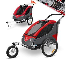 KESSER® Remorque de vélo pour enfant - Rotation à 360° - Avec suspension 2 en 1 - Fonction jogger - Remorque de vélo pour enfant - Sangle à 5 points - Pour 1 à 2 enfants - 40 kg