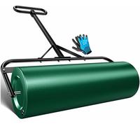 KESSER Rouleau à gazon en métal à remplir avec de l'eau ou du sable avec un volume de remplissage de 63 l et 99 cm de large - Rouleau de jardin avec gants - Rouleau manuel pour gazon agricole - Vert