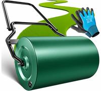 KESSER Rouleau à gazon en métal à remplir avec de l'eau ou du sable avec un volume de remplissage de 60 litres et 50 cm de large - Rouleau de jardin avec gants - Rouleau manuel - Vert