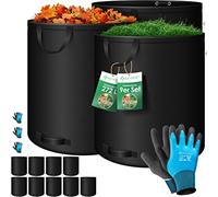 KESSER® Sacs de jardin 9x272L Set sac à feuilles Sac à déchets jardin +gants Autonome 4 poignées Stable Robuste Pliable Sacs à feuilles Tontes gazon Sacs jardin pour déchets jardin Déchets verts Noir