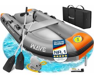 KESSER® Schlauchboot Wave Lot de 6 pièces gonflable 230-320 cm - Bateau + banc, pompe à air, pagaie, kit de réparation, sac, bateau de pêche, bateau à pagaie petit et grand - Combinaison moteur