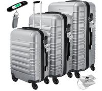 KESSER® Set de 3 valises à Coque Dure, Set de valises de Voyage, Trolley Valise, INCL. Balance de Valise + étiquette de Bagage, Valise à roulettes, Serrure, 4 roulettes, Poignée télescopique M-L-XL