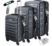 KESSER® Set de 3 valises à Coque Dure, Set de valises de Voyage, Trolley Valise, INCL. Balance de Valise + étiquette de Bagage, Valise à roulettes, Serrure, 4 roulettes, Poignée télescopique M-L-XL